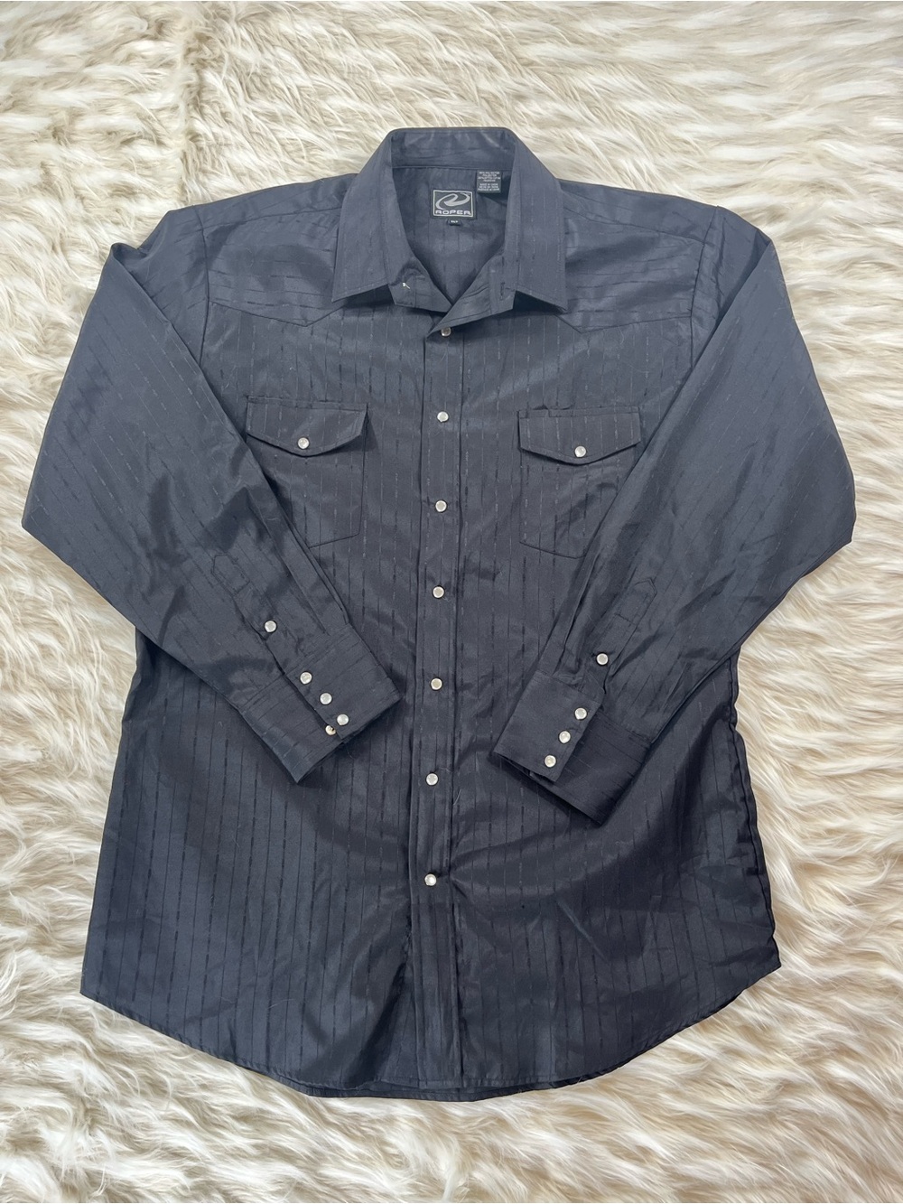 Roper Pearl Snap Shirt Men's XLT Black